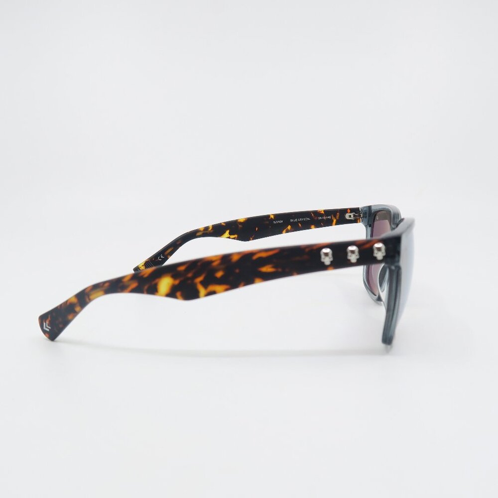 John Varvatos SJV554 56mm Blue Crystal Mirror with Skulls, New Men's Sunglasses. - Picture 7 of 10
